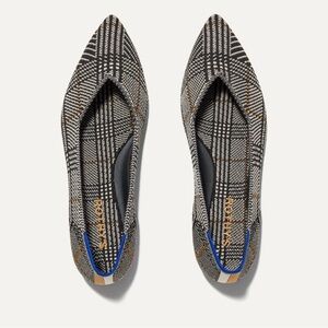 Rothy's Point II Women's Glen Plaid Flats in Black and White